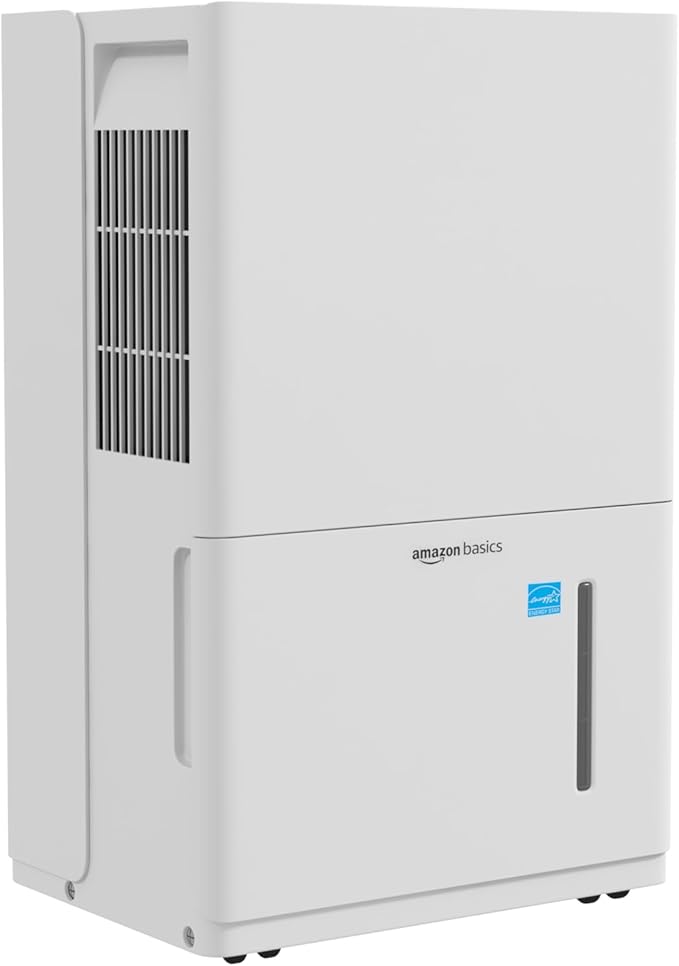 Amazon Basics 35-Pint Large Dehumidifier for Home, Energy Star Certified, Humidity Control, Auto-Defrost, Timer, Overflow Protection, for Rooms up to 2500 SFT, White by AmazonBasics