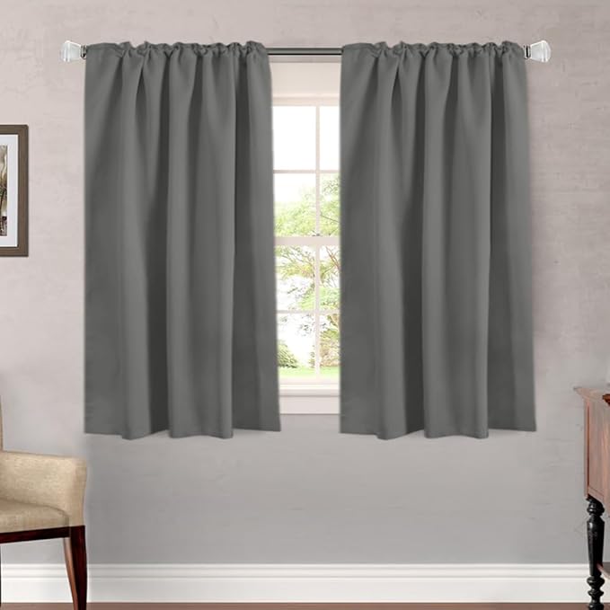H.VERSAILTEX Blackout Curtains Thermal Insulated Window Treatment Panels Room Darkening Blackout Drapes for Living Room Back Tab/Rod Pocket Bedroom Draperies, 52 x 45 Inch, Bluish Gray, 2 Panels - Image 2