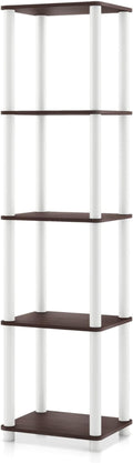 Homes: Inside + Out Apexa Modern 5-Tier Narrow Shelving Units, Collectibles Display Shelves, Easy Assembly Standing Shelf, Home Storage Organizer for Living Room, Bedroom, Office, Espresso by HOMESInsideOut