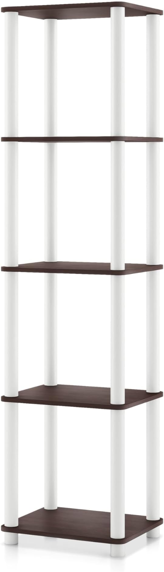Homes: Inside + Out Apexa Modern 5-Tier Narrow Shelving Units, Collectibles Display Shelves, Easy Assembly Standing Shelf, Home Storage Organizer for Living Room, Bedroom, Office, Espresso by HOMESInsideOut