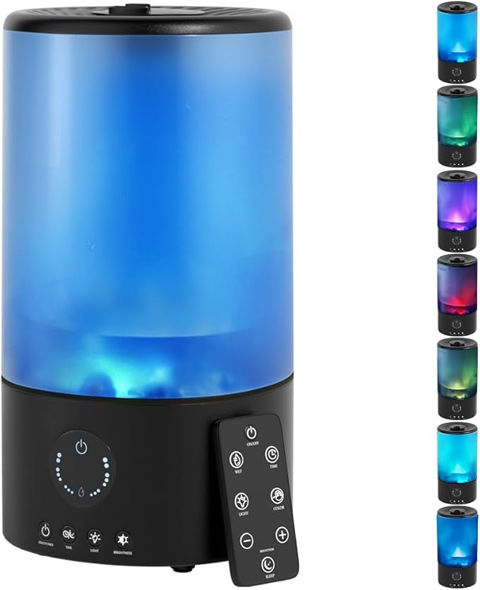 Humidifiers for Bedroom, 3.2L Quiet Ultrasonic Cool Mist Humidifier with 360° Nozzle, 18H Runtime, Timer (1/2/4/8H), Auto Shut-Off, 7-Color RGB Light, Adjustable Mist, for Home, Nursery & Plants by Viprh