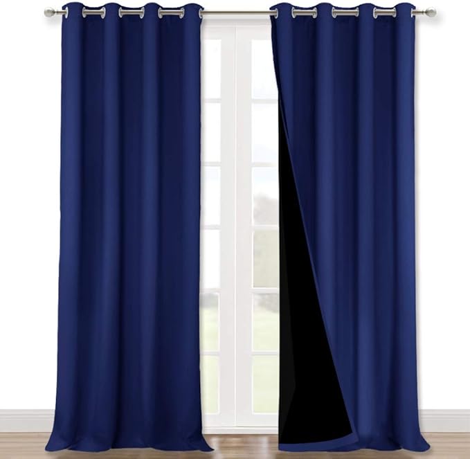 NICETOWN 100% Blackout Curtains 108 inches Long, Noise Reduction Window Treatment Curtains, Thermal Insulated Energy Smart Drapes and Draperies for Apartment Decor, Royal Blue, Set of 2, 52 inches W by NICETOWN