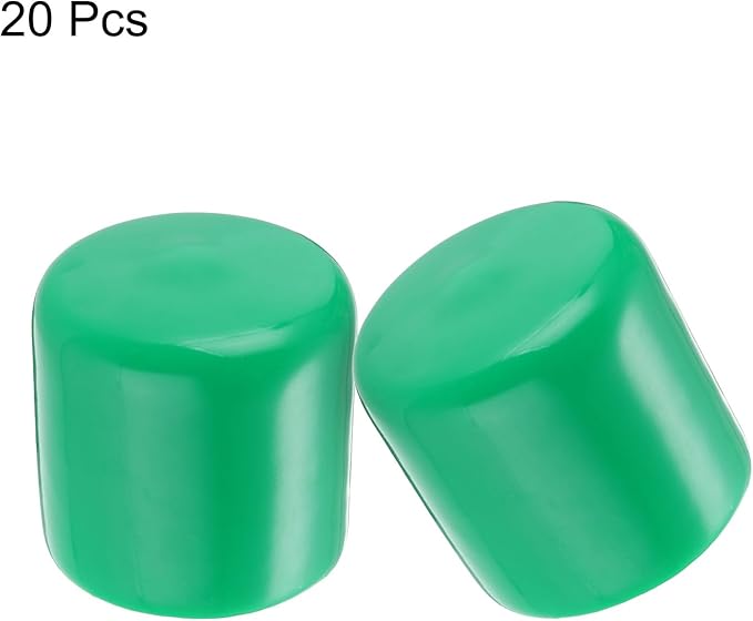 uxcell 20pcs Rubber End Caps 32mm(1 1/4") ID Vinyl PVC Round Tube Bolt Cap Cover Screw Thread Protectors Dark Green - Image 2