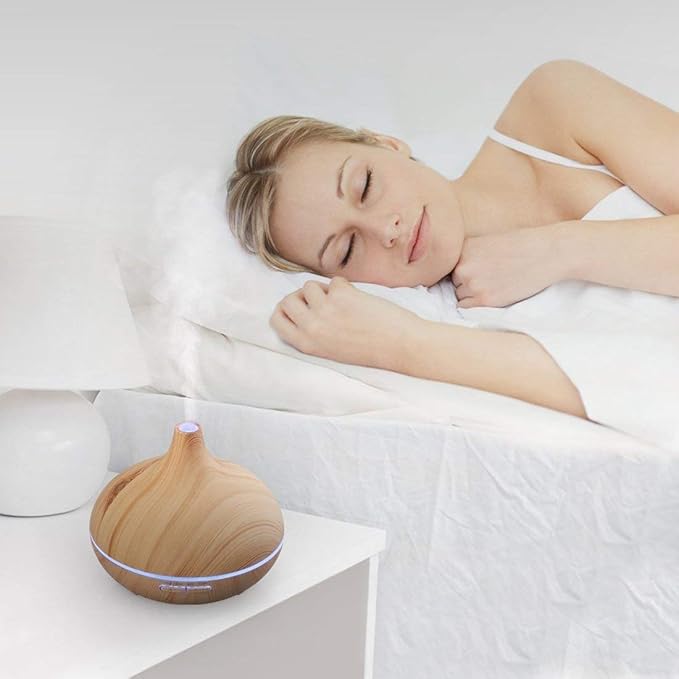Aroma Essential Oil Diffuser, JoySusie 500ml Wood Grain Ultrasonic Cool Mist Whisper-Quiet Humidifier with Color LED Lights Changing & 4 Timer Settings, with Remote Control (Brown) - Image 3