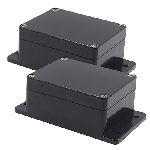 Zulkit Junction Box ABS Plastic Dustproof Waterproof IP65 Universal Electrical Boxes Project Enclosure with Fixed Ear Black 4.5 x 3.5 x 2.2 Inch (115 x 90 x 55mm)(Pack of 2) by Zulkit