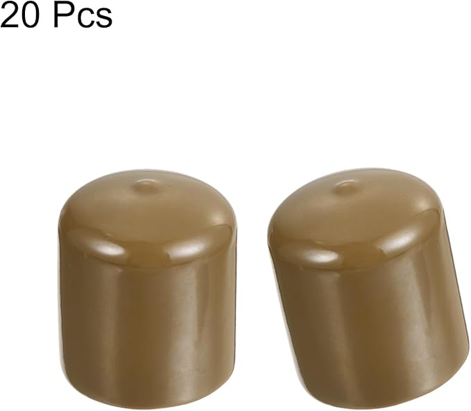 uxcell 20pcs Rubber End Caps 27mm(1 1/16") ID Vinyl PVC Round Tube Bolt Cap Cover Screw Thread Protectors Light Brown - Image 2