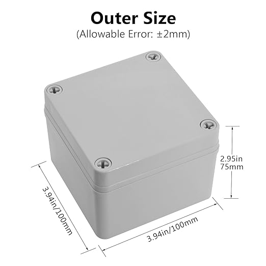 LeMotech IP67 Waterproof Junction Box ABS Plastic Project Box Dustproof Electrical Box Outdoor Enclosure for Electronics DIY Case Gray 3.9X 3.9X 3 inch (100x 100x 75 mm),2 Pack - Image 2