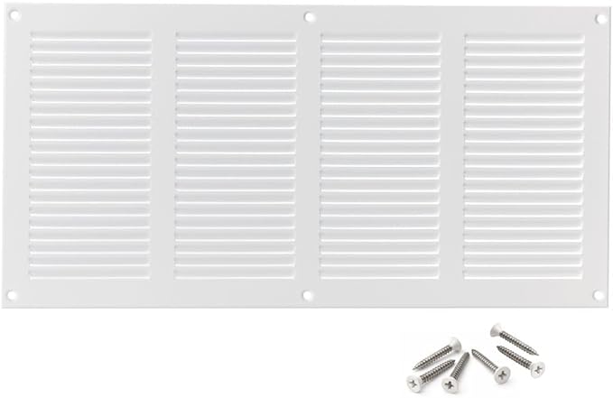 14x6 inch (Duct Opening) Vent Cover - White Ventilation Covers for Wall and Ceiling - Metal Return Grille - HVAC AC Air Vents Register for Indoor and Outdoor Use with Mesh by ABOUT+VENT