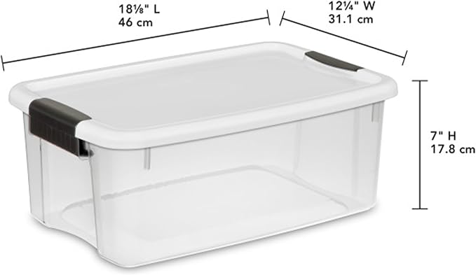 Sterilite 12-Pack Ultra Latching Box, Storage Bins with Lids, Clear Plastic, 18 Quart - Heavy-Duty Organizing Containers for Closet, Bathroom, and Office - Image 3