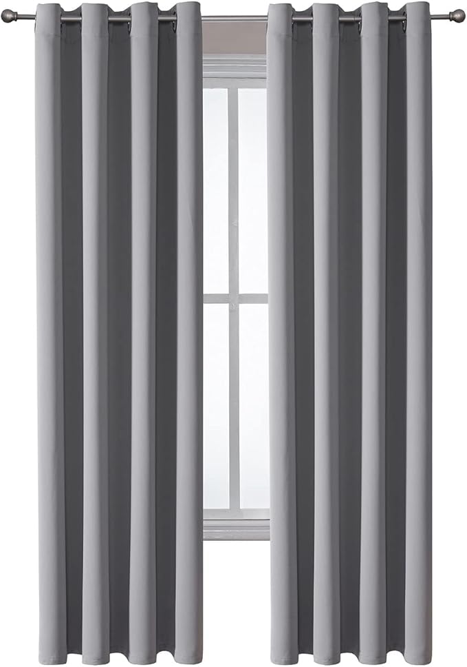 ChrisDowa Grommet Blackout Curtains for Bedroom and Living Room - 2 Panels Set Thermal Insulated Room Darkening Curtains (Light Grey, 52W x 72L) - Image 7