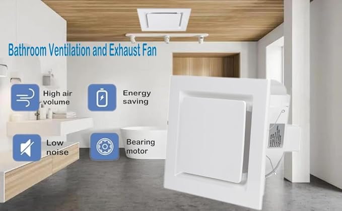 Bathroom Exhaust Fan without Light, Ceiling Mount Ventilation Fan bathroom extractor 110V bathroom fan for Kitchen 120CFM 1.2Sones (Square) - Image 6