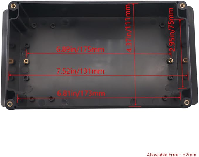 Project Box ABS Plastic Black Electrical Boxes IP65 Waterproof DIY Electronic Junction Box Power Enclosure with Fixed Ear 7.9 x4.79 x4.5 inch (200x120x113 mm) - Image 3