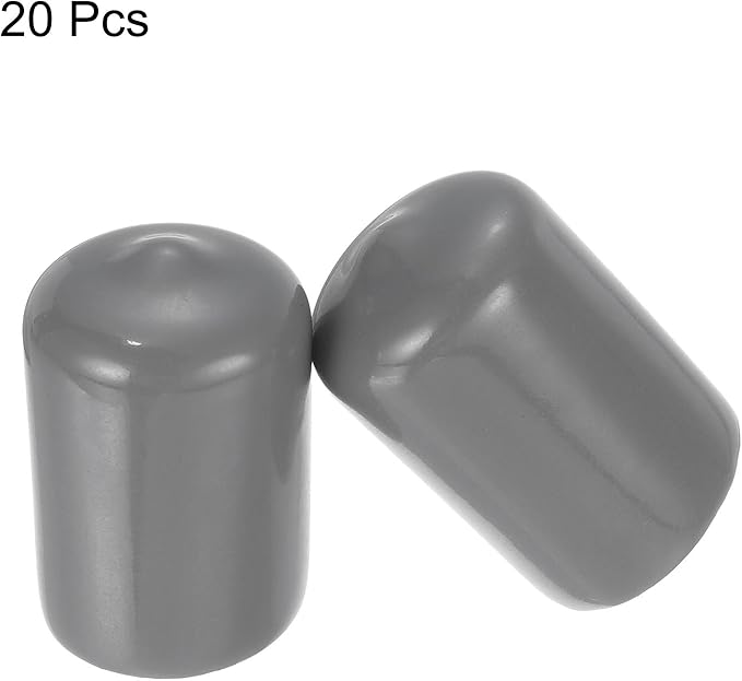 uxcell 20pcs Rubber End Caps 18mm ID Vinyl PVC Round Tube Bolt Cap Cover Screw Thread Protectors Dark Grey - Image 2