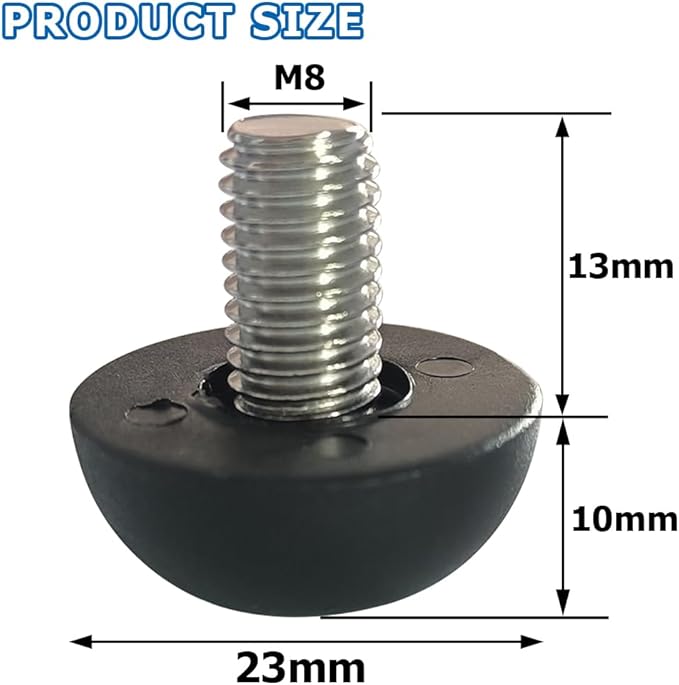 Hooshing 10PCS 8mm x 1.25 M8 Adjustable Furniture Levelers Replacement Stainless Steel Screw in Threaded Levenling Feet Glide for Furniture Legs, Table, Chair, Cabinet - Image 2