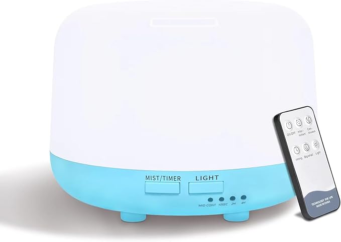 300ML Air Diffuser for Essential Oils, Ultrasonic Aromatherapy Diffuser, Remote Control Aroma Diffuser Humidfer, 7Color Changing LED Light,Auto-Off, Timer for Home, Bedroom, Office, Kids. by CHOUWEEK