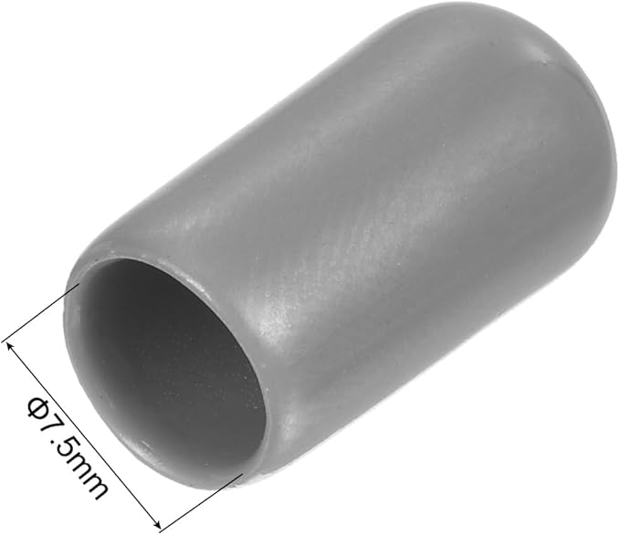 uxcell 20pcs Rubber End Caps Protective Caps 7.5mm ID Vinyl PVC Round Tube Bolt Cap Cover Screw Thread Protectors, Light Grey - Image 3