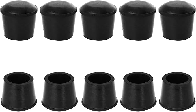 10 PCS Black Round Rubber Chair Leg Caps Tips, Vinyl Rubber End Kits, Soft Touch Table Feet Cover, Anti Slip Floor Protector, 1 inch (25mm) by Zinkebol