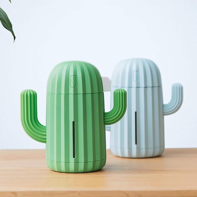 Mini Humidifier Humidifier with Night Light Portable Cactus Air Humidifier Suitable for Yoga Office SPA Bedroom for Home Bedroom Baby (Color : Pink) (Blue) - Image 4