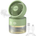 Personal Cooling Fan and Small Air Humidifier 350ml with LED Night Light, Desktop USB Charging Humidifier and Fan 3 in 1 for Office and Small Room, No Battery (Green) by frestar