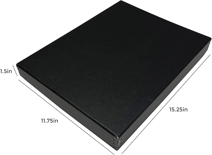 Lineco Museum Archival Storage Box, 11.75x15.25x1.5 in. Drop Front Design. Acid-Free with Metal Edge. Organize Photos, Pictures, Prints, Documents, Crafts, DIY. Black, 1 Pack - Image 2