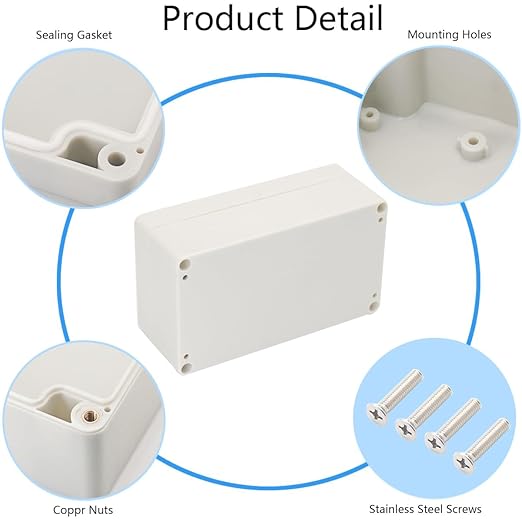 Project Box IP65 Waterproof Junction Box ABS Plastic Electrical Boxes DIY Electronic Project Case Power Enclosure White6.22x3.54x2.36 inch (158 x 90 x60 mm) - Image 5