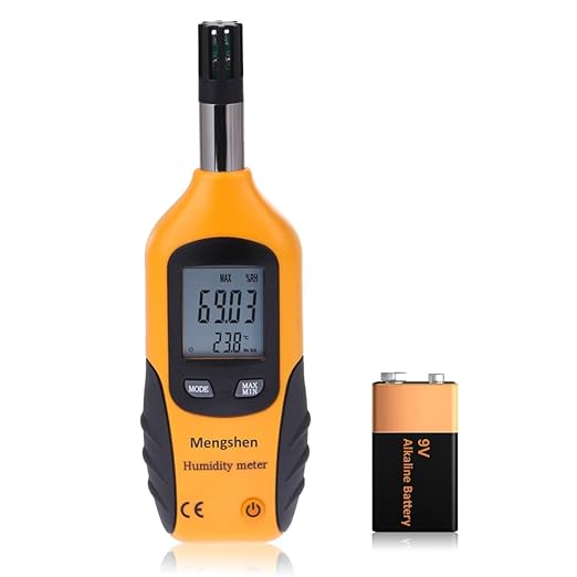 Mengshen Digital Psychrometer - Handheld Temperature and Humidity Meter Gauge with Dew Point and Wet Bulb Temperature - Battery Included by Mengshen
