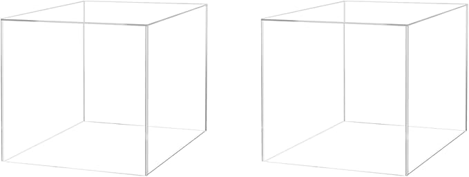 2 Pack 16 Inch Clear Acrylic Display Box Versatile Square One Piece No Lid Plexiglass Retail Product Storage Bin or Merchandise Riser with One Open Side No Assembly by Marketing Holders by MarketingHolders
