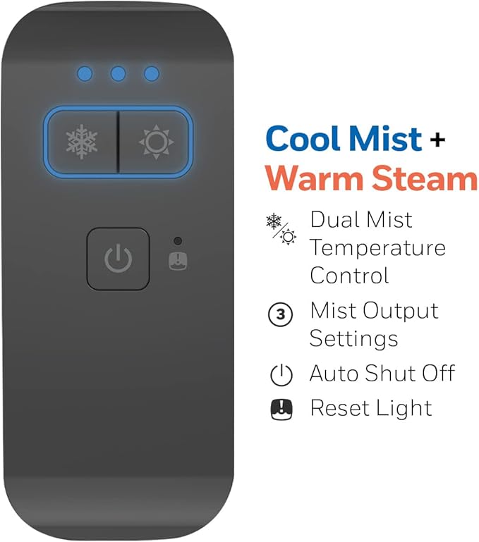 Honeywell Dual Comfort Cool + Warm Mist humidifier. Humidifier for Bedroom, Office, Living Room and Home. Provides Temporary Relief from Dry air discomforts - Black, HWC775B - Image 10