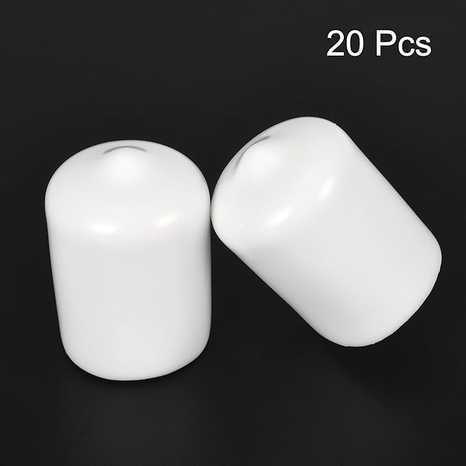 uxcell 20pcs Rubber End Caps 16mm ID Vinyl Round End Cap Cover Screw Thread Protectors White - Image 2