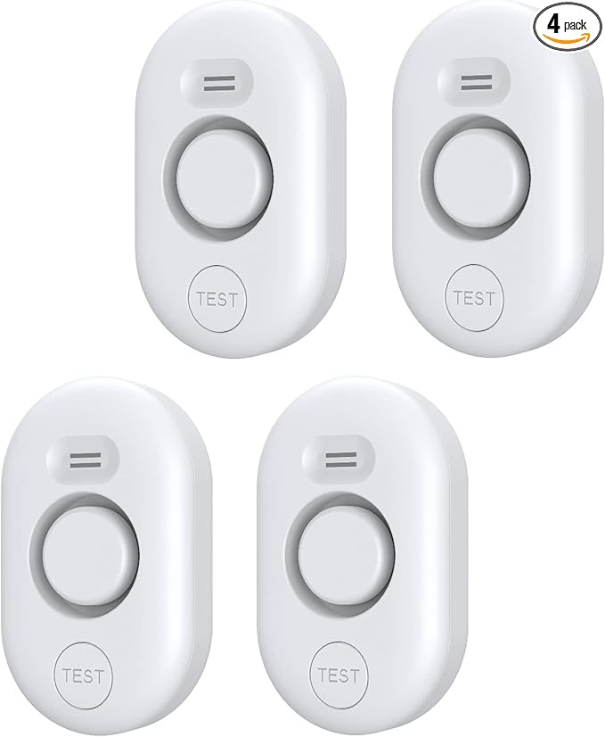 Water Leak Detector Sensor Alarm: Home Water Flooding Monitor Smart Sink Overflow Monitoring Adjustable Wet Moisture Alert Pipe Leakage Drip Detection Warning for Basement Floor 4Pack by METAK