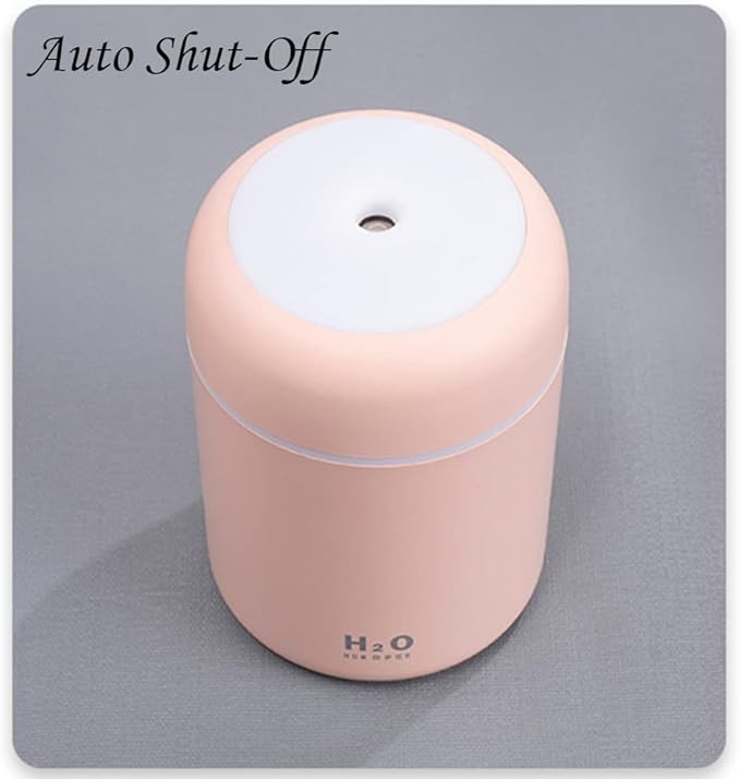 Portable Mini Humidifier, 300ml with Colorful LED Night Light, USB Personal Desktop Humidifier for Car Office Home Travel, Auto Shut-Off, 2 Mist Modes, Super Quiet(pink) - Image 3