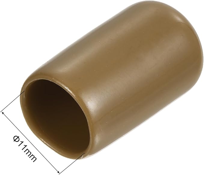 uxcell 20pcs Rubber End Caps 11mm ID Vinyl PVC Round Tube Bolt Cap Cover Screw Thread Protectors Light Brown - Image 3
