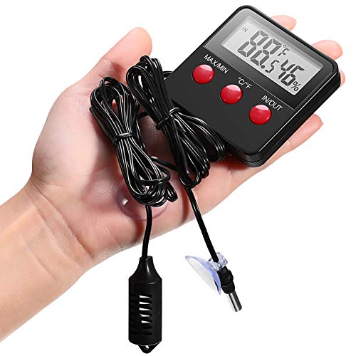 Weewooday 2 Pcs Reptile Thermometer and Humidity Gauge Reptile Terrarium Thermometer Hygrometer with Probes Indoor Outdoor Digital Pet Temperature and Hygrometer Gauge for Pet Keeping - Image 4
