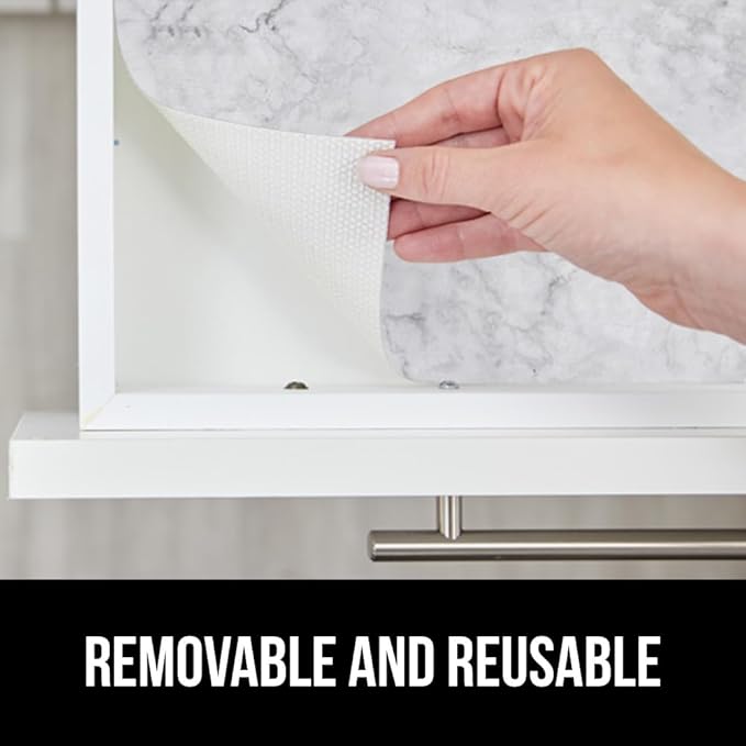 GORILLA GRIP DripGuard Shelf Liner, Non-Adhesive Drawer and Kitchen Cabinet Protector, 24x240 Inch, Strong Grip Slip Resistant Underside, Smooth Surface Liners for Cabinets, Bathrooms, Closets, Marble - Image 6