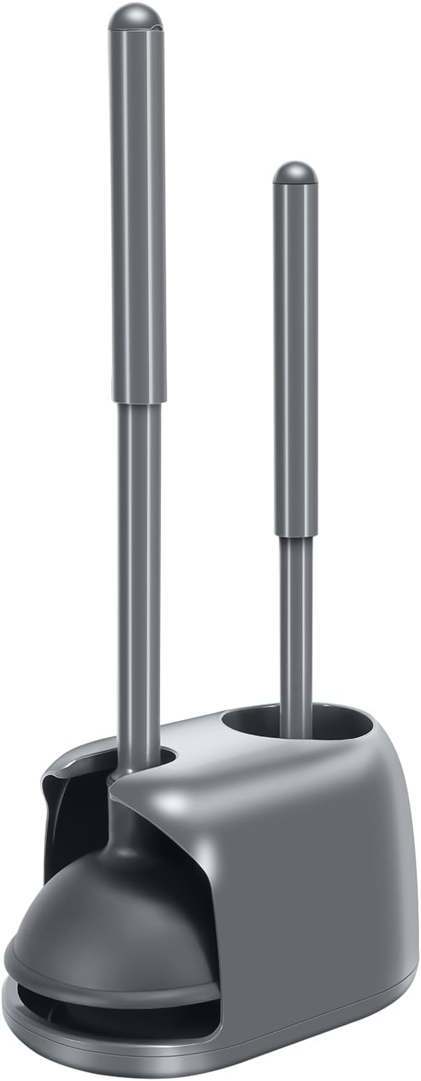 SetSail Toilet Brush and Plunger Set, Toilet Plungers for Bathroom Heavy Duty Toilet Bowl Brush and Holder Hidden Toilet Plunger and Brush Set for Deeply Cleaning - Gray by SetSail