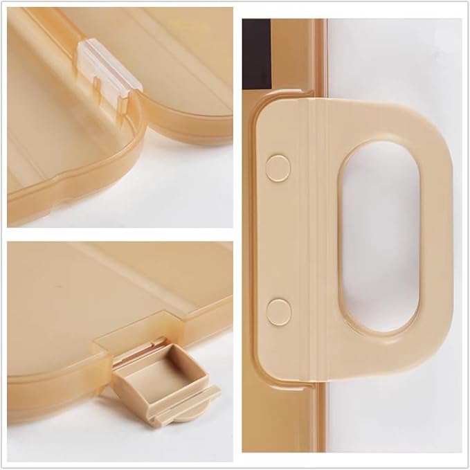Clear Waterproof Document Storage Box with Snaps PP Files Organizer Cases for A4 Paper Magazines Notebooks School or Office Supplies (Khaki, 1pcs) - Image 3