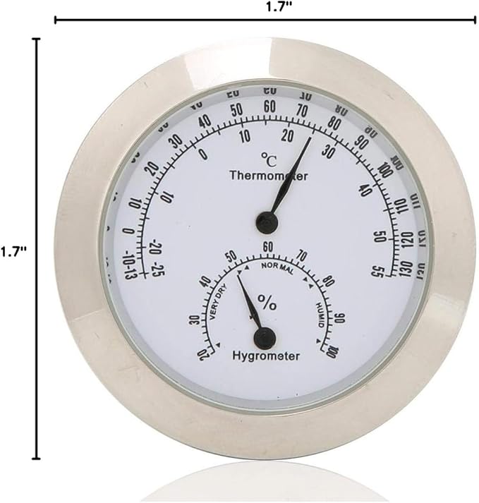 Tbest Guitar Analog Hygrometer,Round Alloy Digital Thermometer Hygrometer Humidity Temperature Meter for Violin Guitar Case for Indoor and Outdoor - Image 10