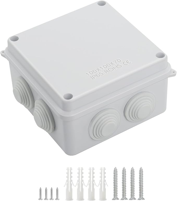 LeMotech ABS Plastic Dustproof Waterproof IP65 Junction Box Universal Electrical Project Enclosure White, Outer Size 3.9 x 3.9 x 2.8 inch (100 x 100 x 70 mm) by LeMotech
