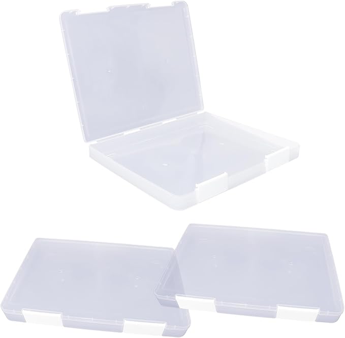 3 Pcs Clear A4 File Storage Boxes with Buckle Closure - A4 Clear Plastic Document Storage Boxes for Crafts, Art Supplies, Document and Magazine Organization - 12.4 x 9.6 x 1.2 Inches - Image 2