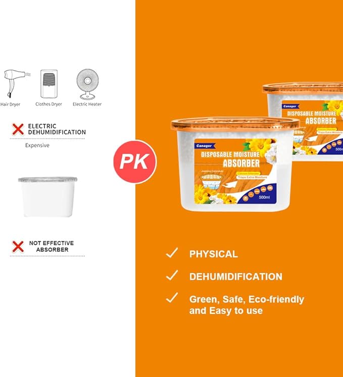 CANAGER Moisture Absorber Box - 6 Packs, 12.5 oz Cup, Jasmine Calendula, Odor Eliminator and Dehumidifier for Closet, Bedroom and Kitchen. - Image 3