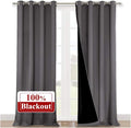 NICETOWN 100% Blackout Blinds, Set of 2, 52 inches x 120 inches, Laundry Room Decor Window Treatment Curtains for Large Patio Sliding Door, Thermal Insulated Grey Curtains for Bedroom by NICETOWN