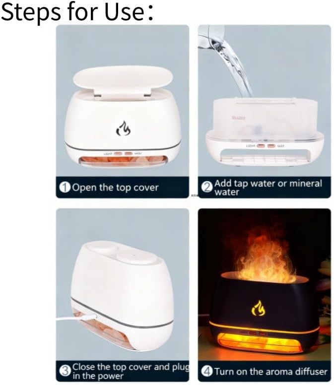 Multi-Colour Flame Humidifier Aromatherapy Diffuser, 7-Colour Flame Humidifier with Realistic Flame Effect, Suitable for Meditation, Yoga, Study, Bathroom and Spa Enthusiasts (White) - Image 6