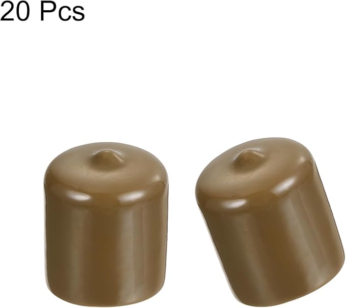 uxcell 20pcs Rubber End Caps 23mm(15/16") ID Vinyl PVC Round Tube Bolt Cap Cover Screw Thread Protectors Light Brown - Image 2