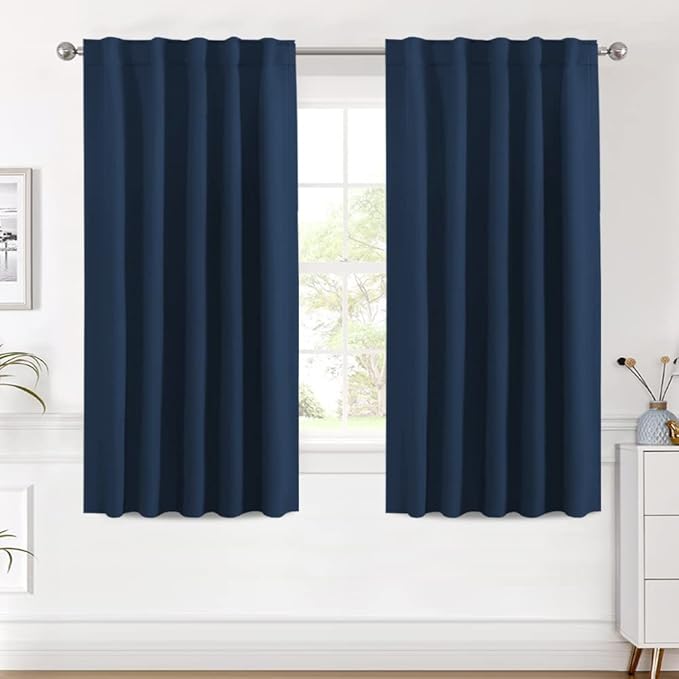 H.VERSAILTEX Blackout Curtains Thermal Insulated Window Treatment Panels Room Darkening Blackout Drapes for Living Room Back Tab/Rod Pocket Bedroom Draperies (2 Panels, Navy Blue, 42 x 54 Inch) by HVERSAILTEX