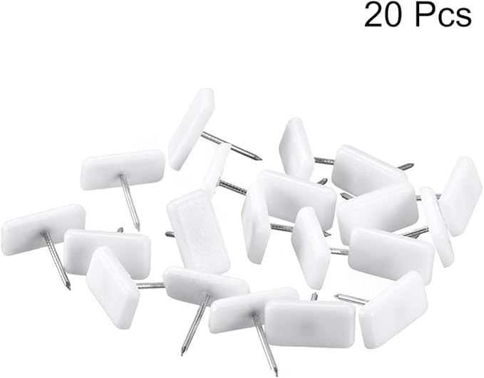 uxcell Furniture Feet Nail Plastic Glide Nails Square Chair Table Leg Protector Pads 19mm x 10mm White 20pcs - Image 3