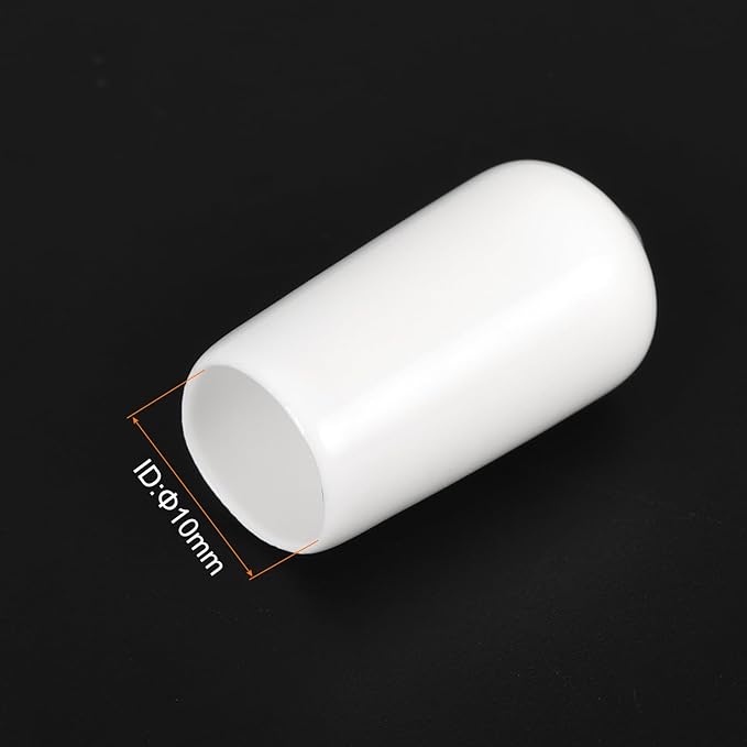 uxcell 20pcs Rubber End Caps 10mm ID Vinyl Round End Cap Cover Screw Thread Protectors White - Image 3