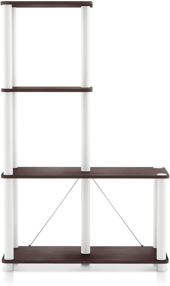 Homes: Inside + Out Apexa Modern 4-Cube Ladder Shelving Units, Collectibles Display Shelves, Easy Assembly Standing Shelf, Home Storage Organizer for Living Room, Bedroom, Office, Espresso - Image 11