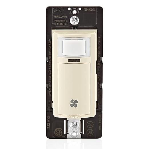 Leviton Humidity Sensor Switch for Bathroom Exhaust Fan, Automate Ventilation, Air Circulation, Moisture Control, ¼ HP, Single Pole, DHS05-1LT, Light Almond by Leviton