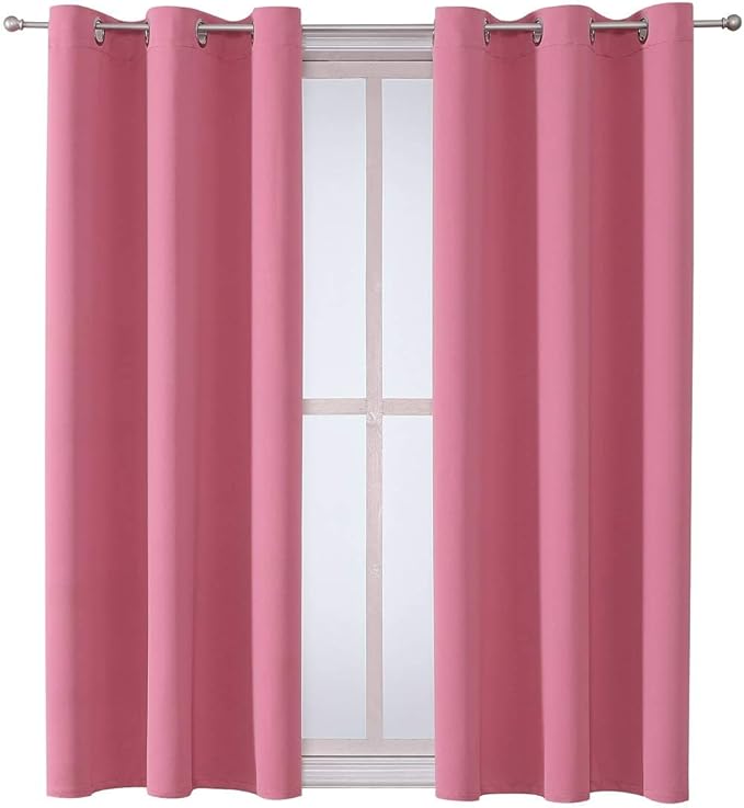 ChrisDowa Grommet Room Darkening Curtains for Bedroom and Living Room - 2 Panels Set Thermal Insulated Blackout Curtains (Pink, 38W x 45L) - Image 7