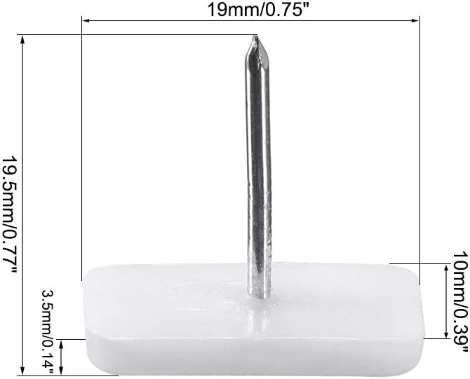 uxcell Furniture Feet Nail Plastic Glide Nails Square Chair Table Leg Protector Pads 19mm x 10mm White 20pcs - Image 2